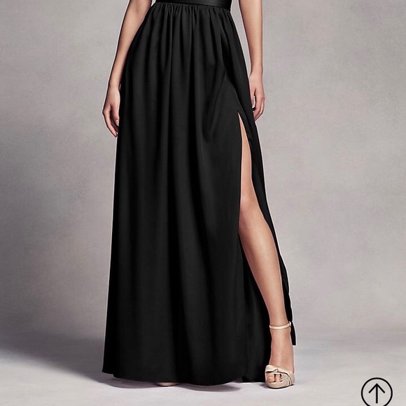 Long Strapless Bridesmaid Dress with Belt - Picture 2 of 7
